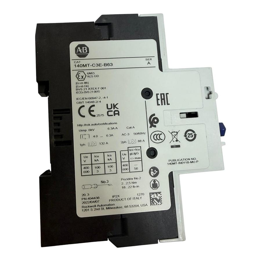 Used Allen Bradley 140MT-C3E-B63 Motor Protector Circuit Breaker 4-6.3A New Surplus