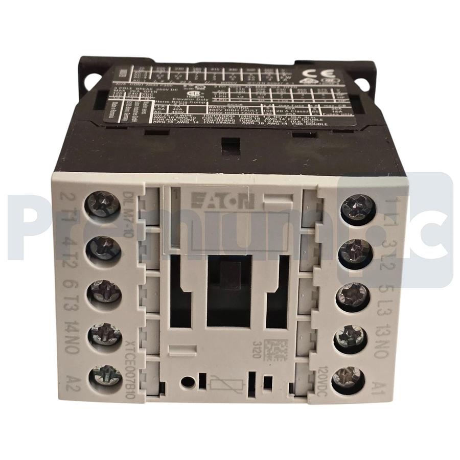 EATON XTCE007B10AD - DILM7-10 XT IEC CONTACTOR 7A, 120V DC COIL, 3P DILM710 NSMP