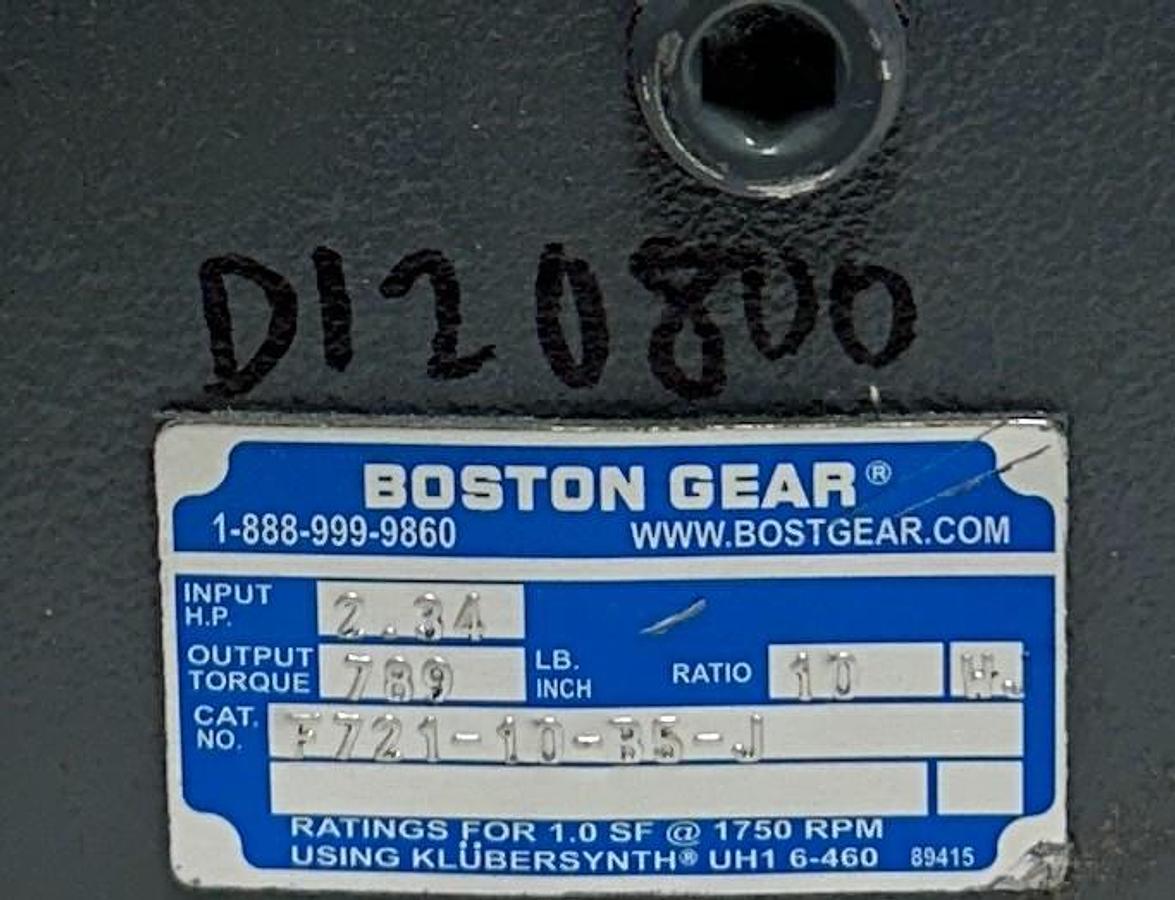 Used BOSTON GEAR F721-10-B5-J / 51956 RIGHT ANGLE WORM GEAR REDUCER 10:1 RATIO NSNP