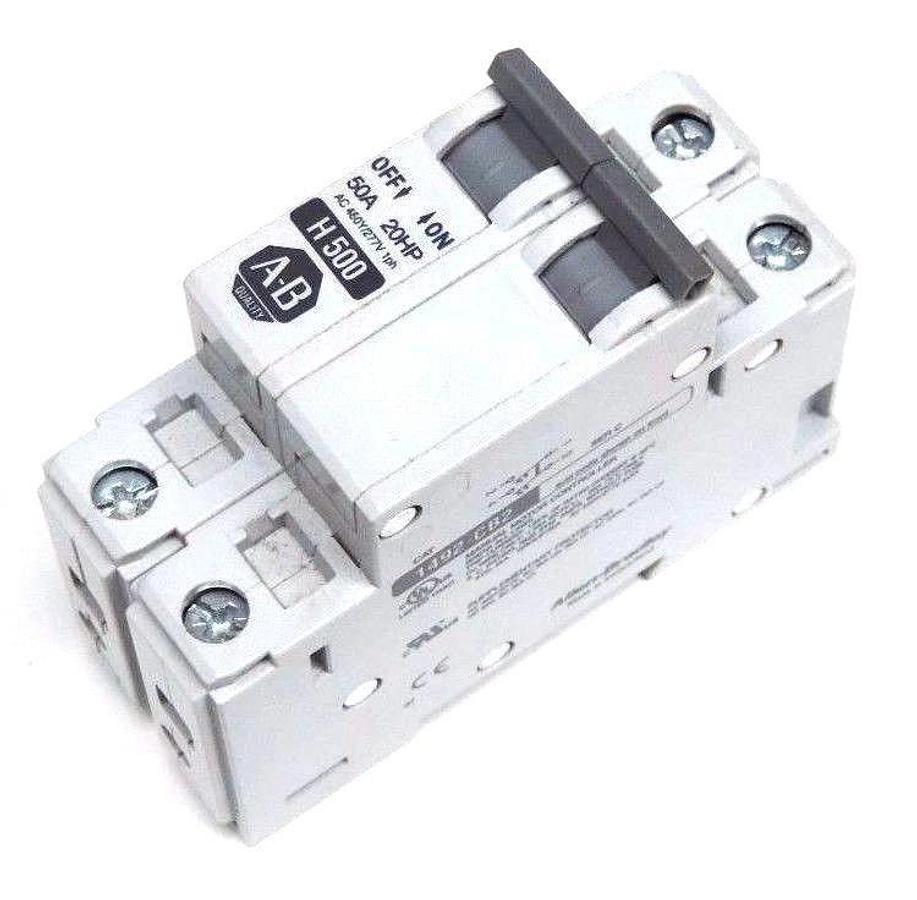 Used ALLEN BRADLEY 1492-CB2H500 CIRCUIT BREAKER SER C, 50A, 20HP, 1492CB2H500