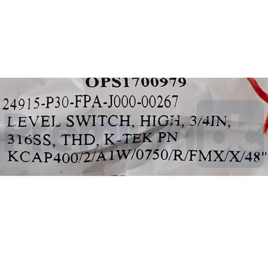 Used ABB K-TEK KCAP400.2.A1W.0750.S6.X.2.N2.X.X.X.X Capacitance Level Switch 3/4"NPT