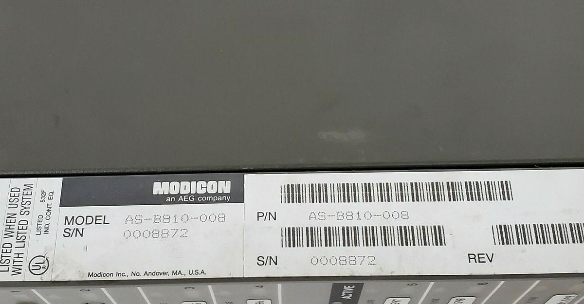 Used MODICON AS-B810-008 ISOLATED OUTPUT MODULE AS-B810-100 REV. A7 ASB810008