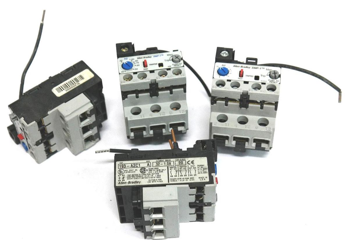 Used LOT OF 4 ALLEN BRADLEY 193-A2C1 OVERLOAD RELAYS 193A2C1, SER. A, TRIP CLASS 20