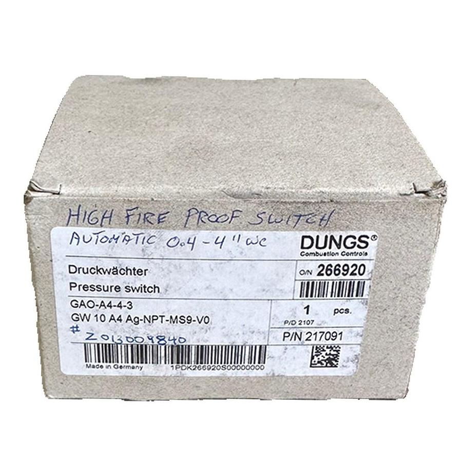 Used NEW DUNGS GAO-A4-4-3 / GAOA443 PRESSURE SWITCH GW 10 A4 Ag-NPT-MS9-V0 217091