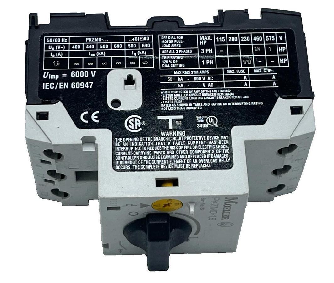 Used Moeller PKZM0-1,6 Motor Protective Circuit Breaker 1.0-1.6A 690V 3-Pole 0.55kW