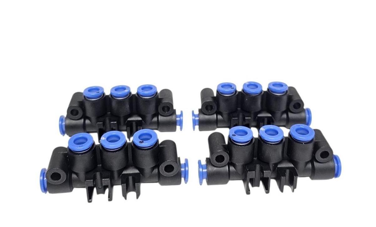 LOT OF 4 NEW SMC KM16-06-06-3 FITTINGS MANIFOLD KM SERIES ONE-TOUCH KM1606063