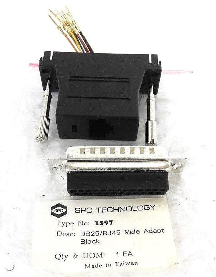 LOT OF 14 NEW SPC TECHNOLOGY 1597 DB25/RJ45 MALE ADAPTERS BLACK