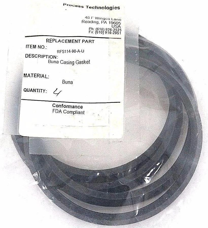 Used BAG OF 4 NIB PROCESS TECHNOLOGIES RFS114-90-A-U BUNA CASING GASKETS, RFS11490AU