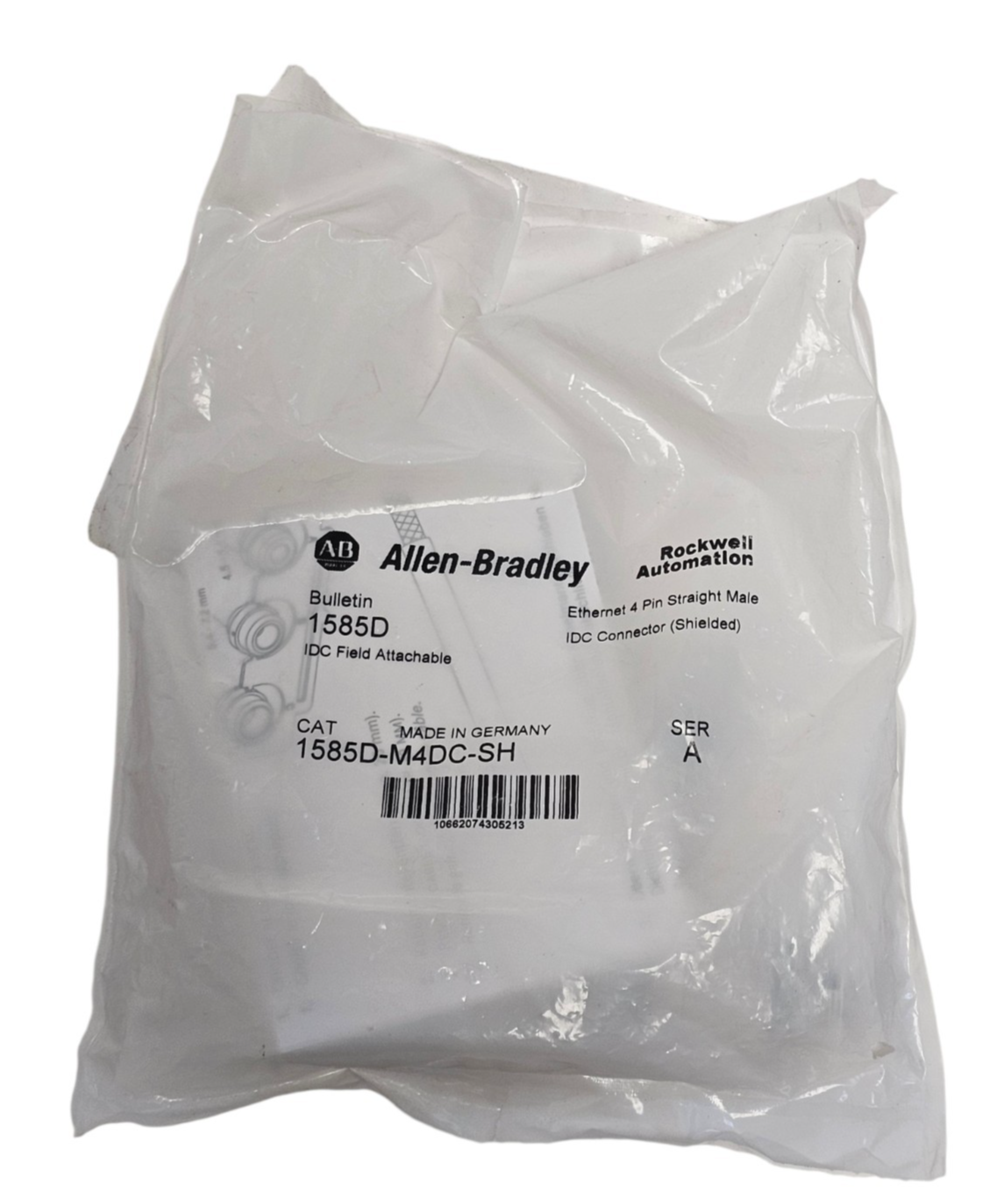 NEW ALLEN BRADLEY 1585D-M4DC-SH SER. A ETHERNET 4-PIN STRAIGHT MALE