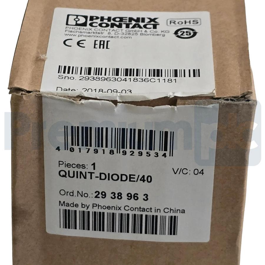 Phoenix Contact 2938963 | QUINT-DIODE/40 Redundancy Power Module 24VDC 40A NSMP