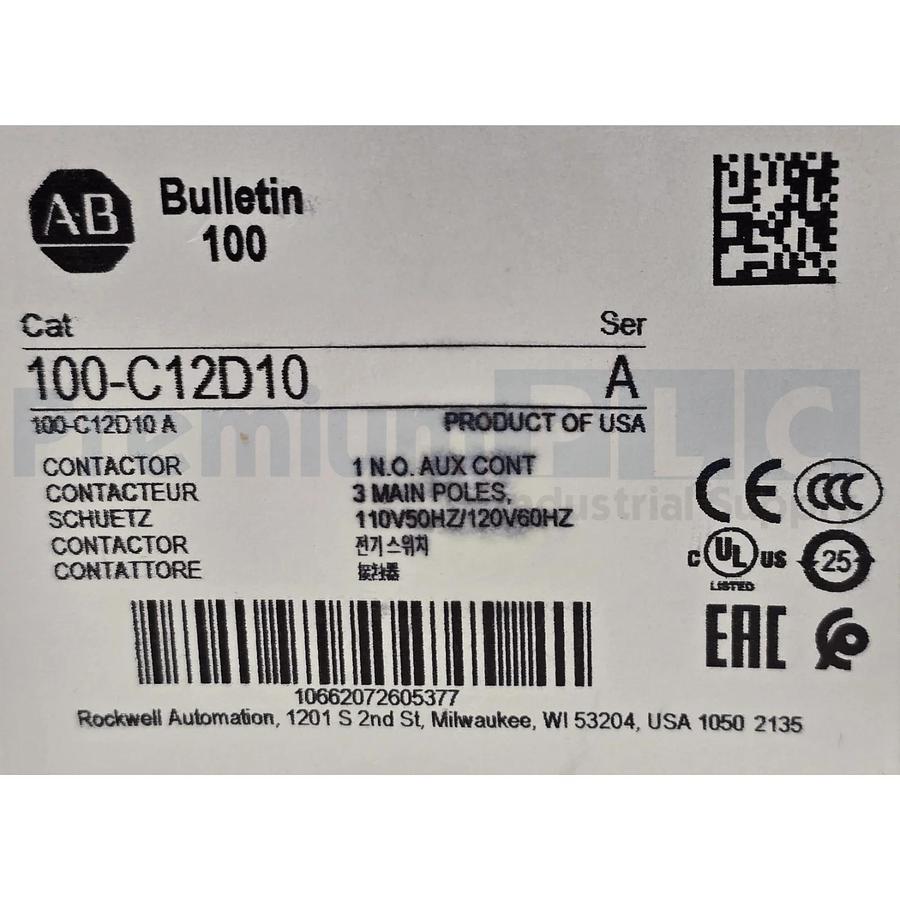 ALLEN BRADLEY 100-C12D10 /A IEC CONTACTOR 12A 110V50HZ/120V60HZ COIL NSMP 662072605370