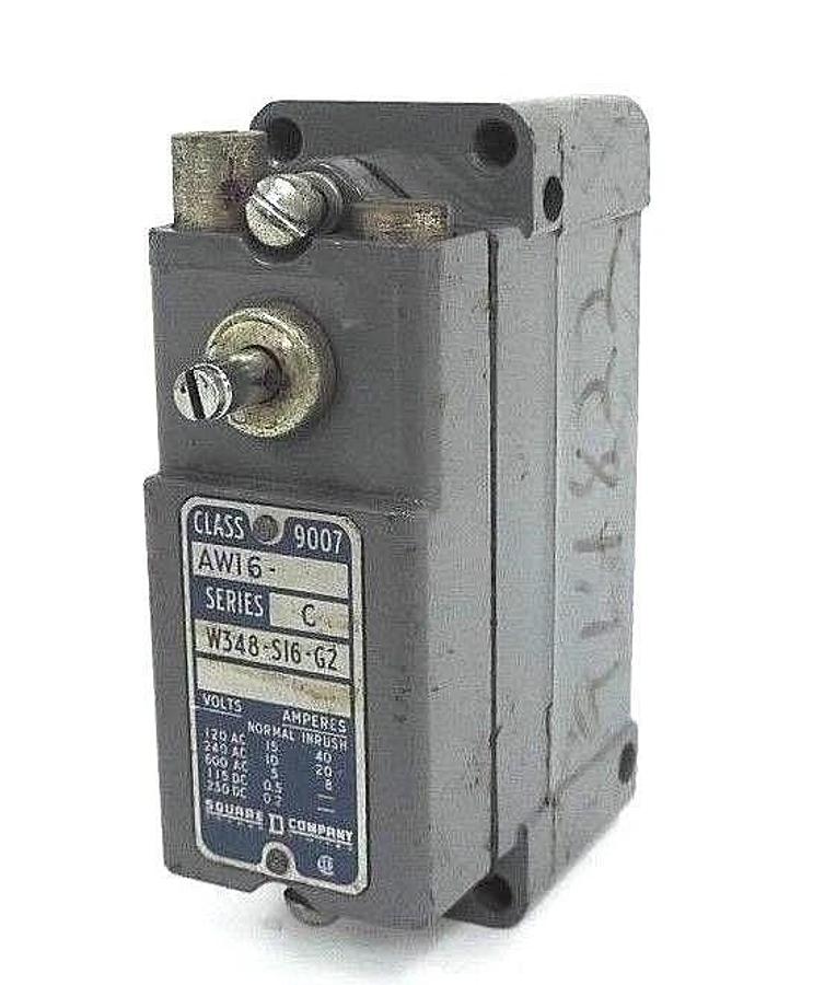 Used SQUARE D 9007-AW16 LIMIT SWITCH SER. C, W348-SI6-G2, 9007AW16