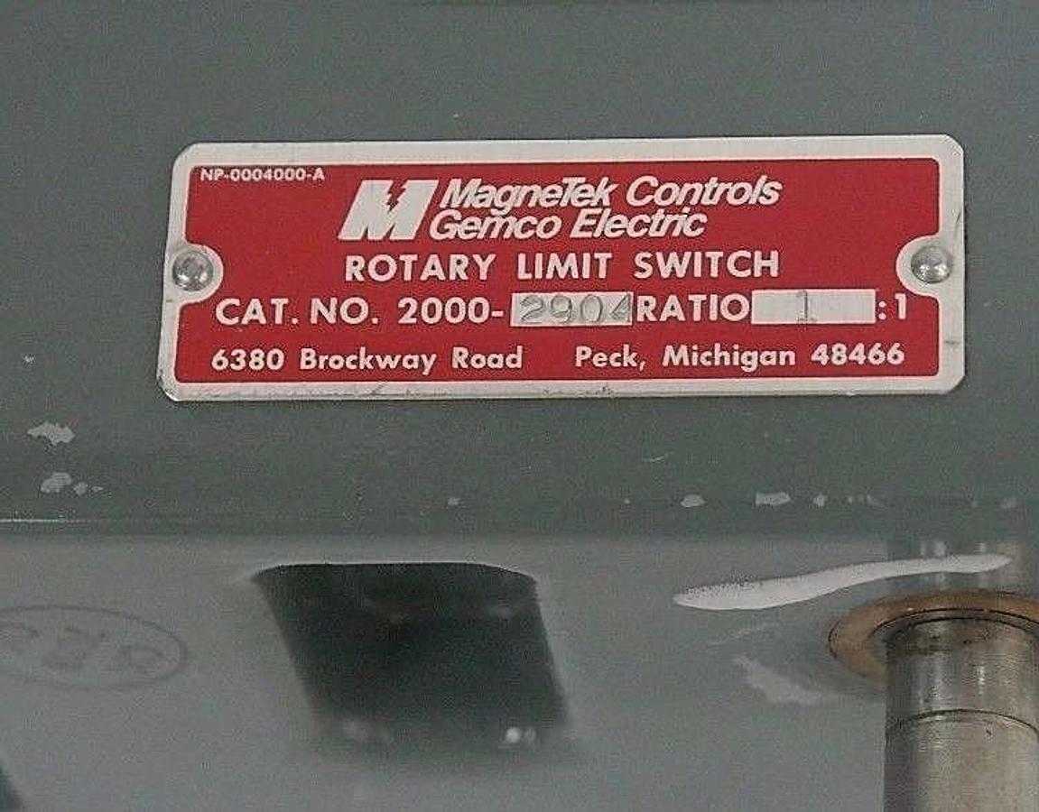 Used MAGNETEK CONTROLS GEMCO ELECTRIC 200-2904 ROTARY LIMIT SWITCH RATIO: 1:1
