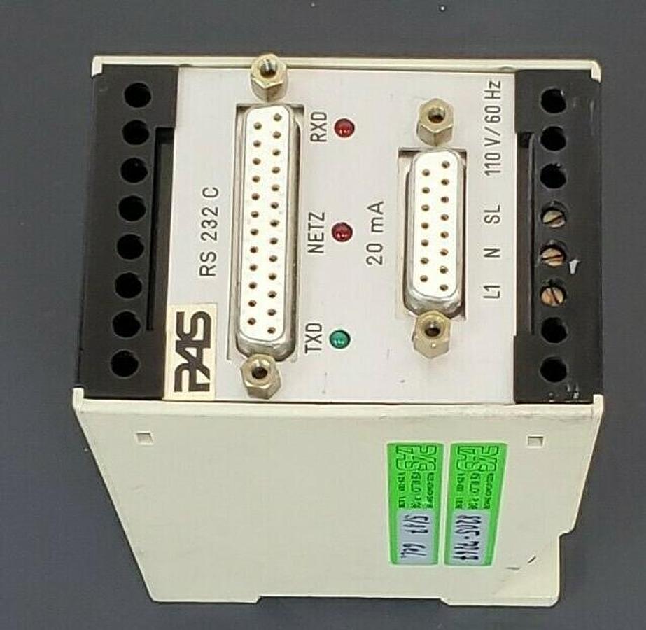 Used PAS PROCESS AUTOMATION SENNHOFER 8205-7267 MODULE, 110V, 60HZ, 20mA, RS-232-C