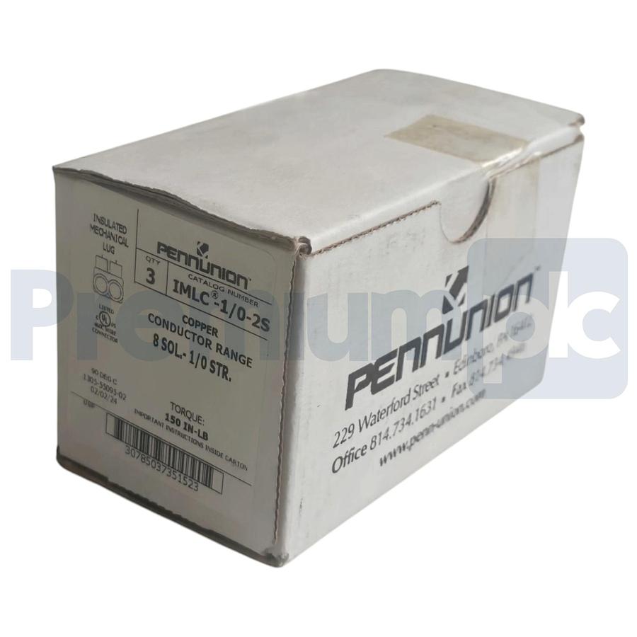 Used Box of 3 Penn-Union IMLC-1/0-2S Insulated Mechanical Lug Connector 8-1/0 Range