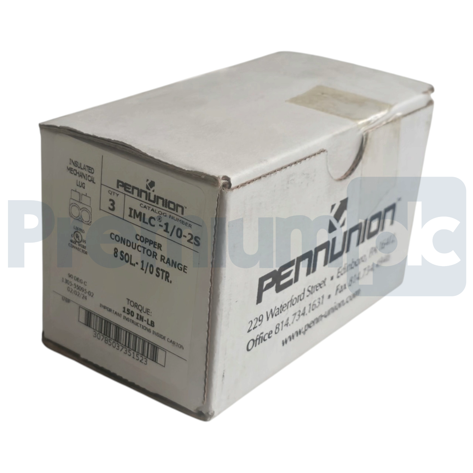 Used Box of 3 Penn-Union IMLC-1/0-2S Insulated Mechanical Lug Connector 8-1/0 Range