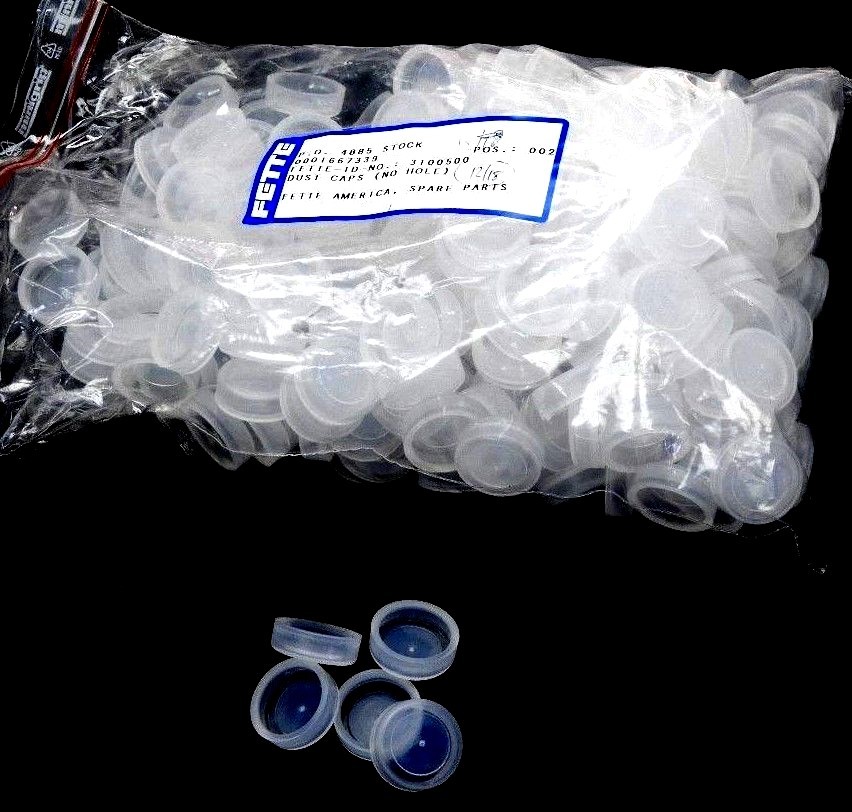 Used LOT OF 244 NEW FETTE SPARE PARTS CO. 3100500 CLEAR NO HOLE DUST CAPS