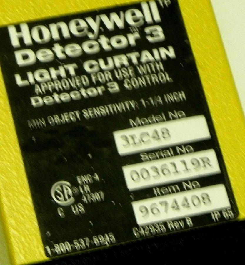 Used HONEYWELL DETECTOR 3 LIGHT CURTAIN RECEIVER 3LC48