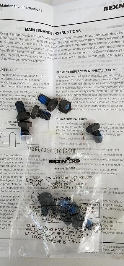 NIB REXNORD 10287339 OMEGA E SERIES COUPLING