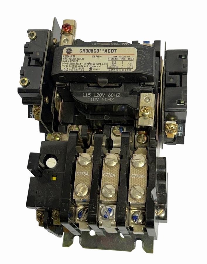 Used GE CR306CO**ACDT MOTOR STARTER CR306COACDT W/ 15D21G002 SER. A COIL