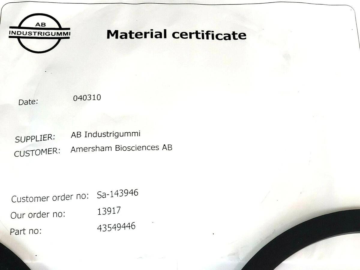 Used BAG OF 2 NEW AMERSHAM BIOSCIENCES 44-5494-46 FLAT GASKETS AIR TRAP OD 263mm