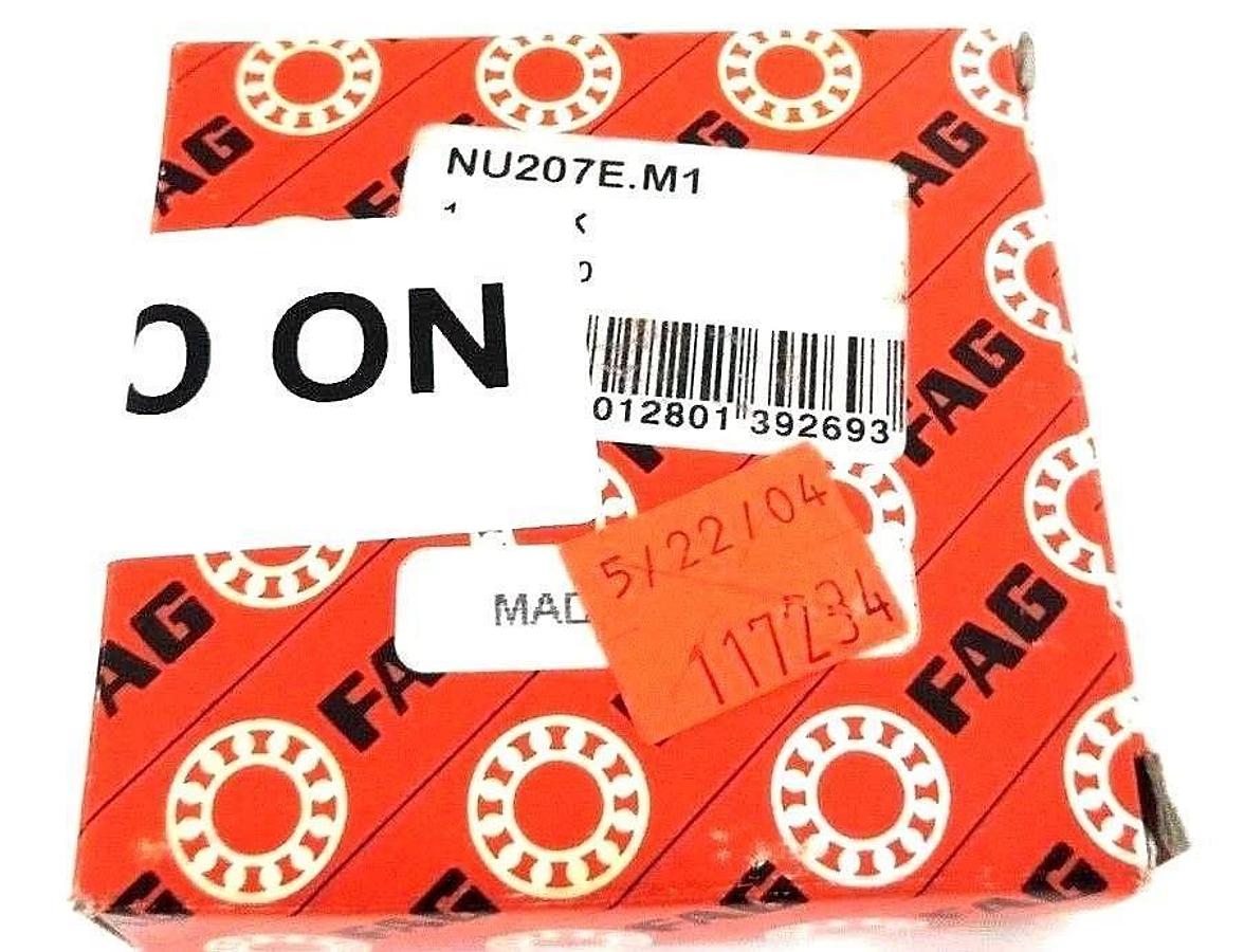 Used NIB FAG NU207E.M1 SINGLE ROW CYLINDRICAL ROLLER BEARING NU207EM1