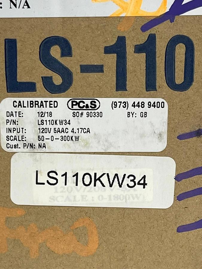 PC&S LS-110 Kilowatt Meter LS110KW34 | 120V 5A | Scale 50-0-300KW 3P4W , NSMP