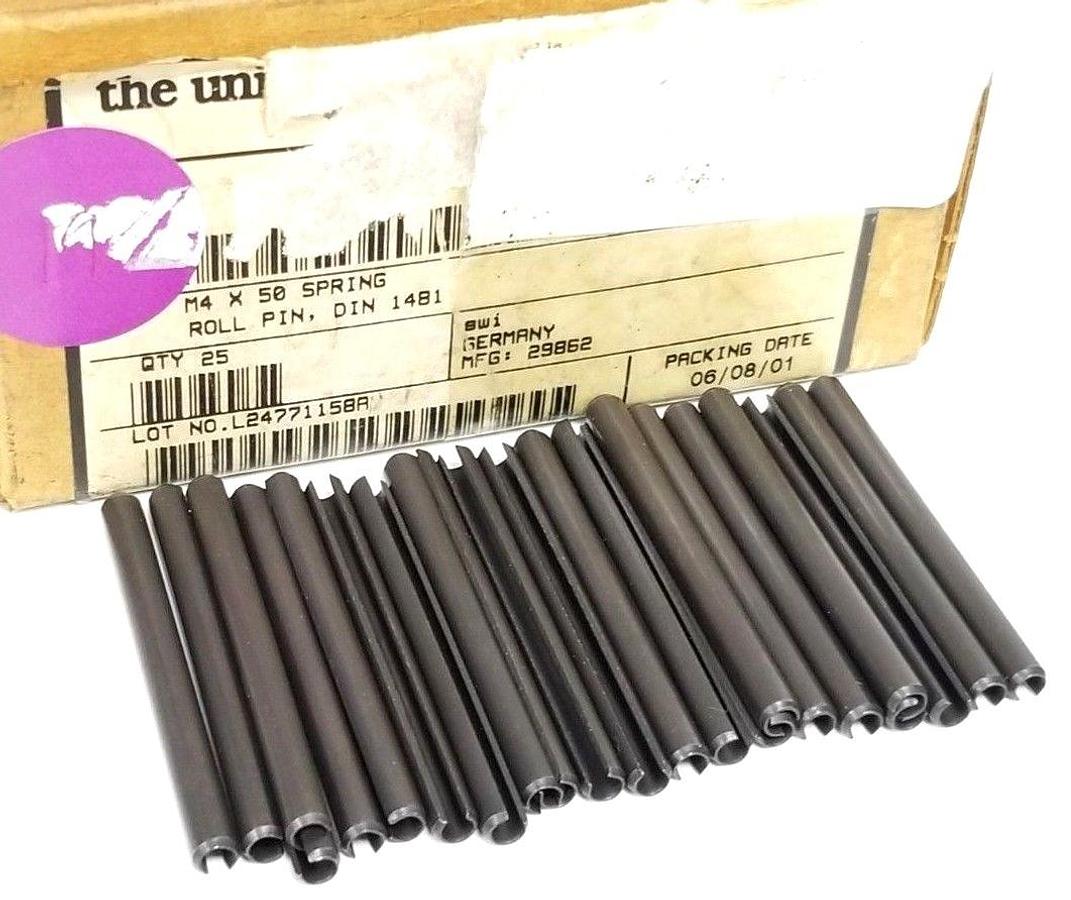 Used LOT OF 23 NEW GENERIC M4X50 SPRING ROLL PINS DIN 1481