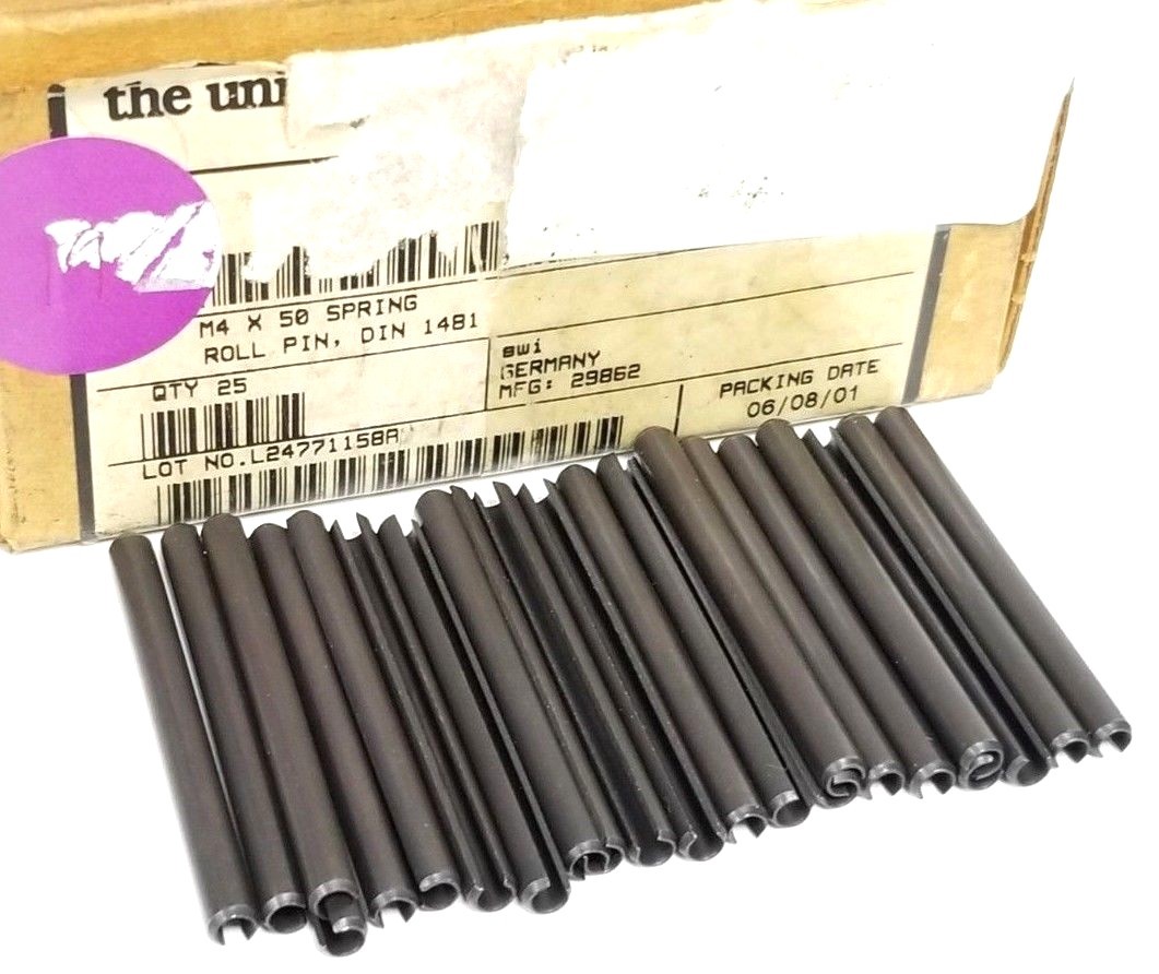 Used LOT OF 23 NEW GENERIC M4X50 SPRING ROLL PINS DIN 1481