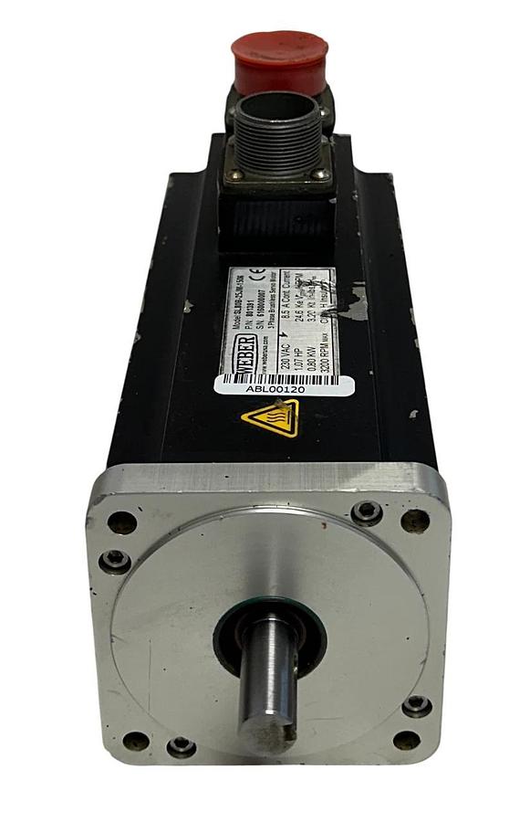 Used WEBER SL80B-25JM-1506 / 801391 BRUSHLESS SERVO MOTOR 3PH .80kW/1.07HP 230V USNP