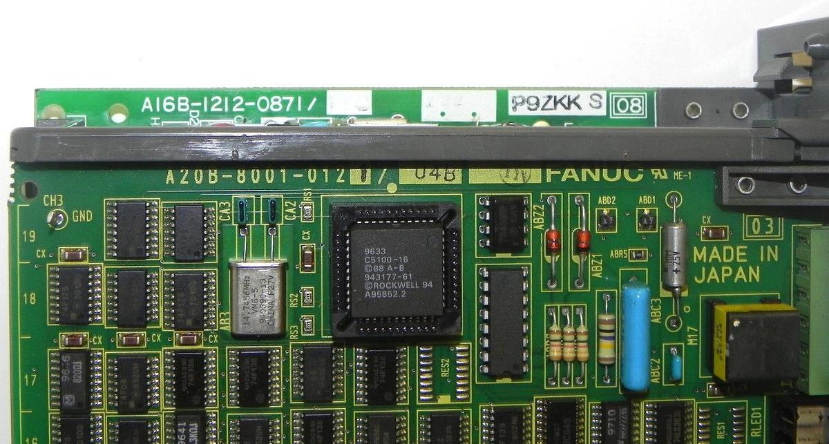 Used FANUC A20B-8001-0121/04B PC BOARD PROCESSOR W/ A16B-1212-0871/17C BOARD