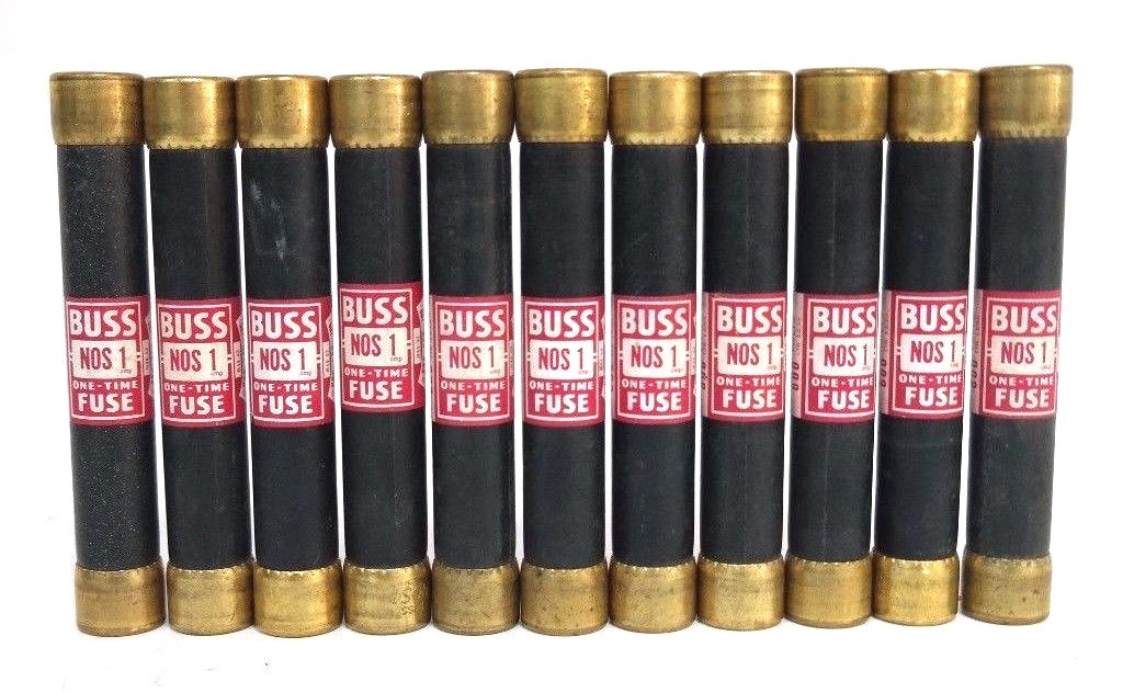 Used NEW BUSSMANN BUSS NOS1 ONE TIME FUSE 600VOLTS NOS-1 - LOT OF 11