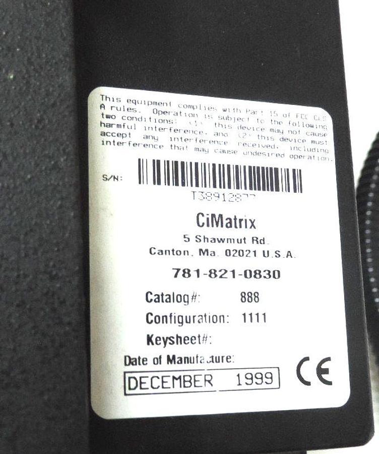 Used CIMATRIX CAT # 888 INTERFACE BOX CONFIGURATION 1111