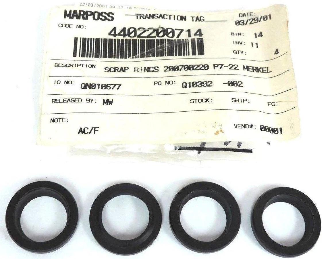 LOT OF 4 NEW MARPOSS 4402200714 SCRAP RINGS 200700220 P7-22 MERKEL