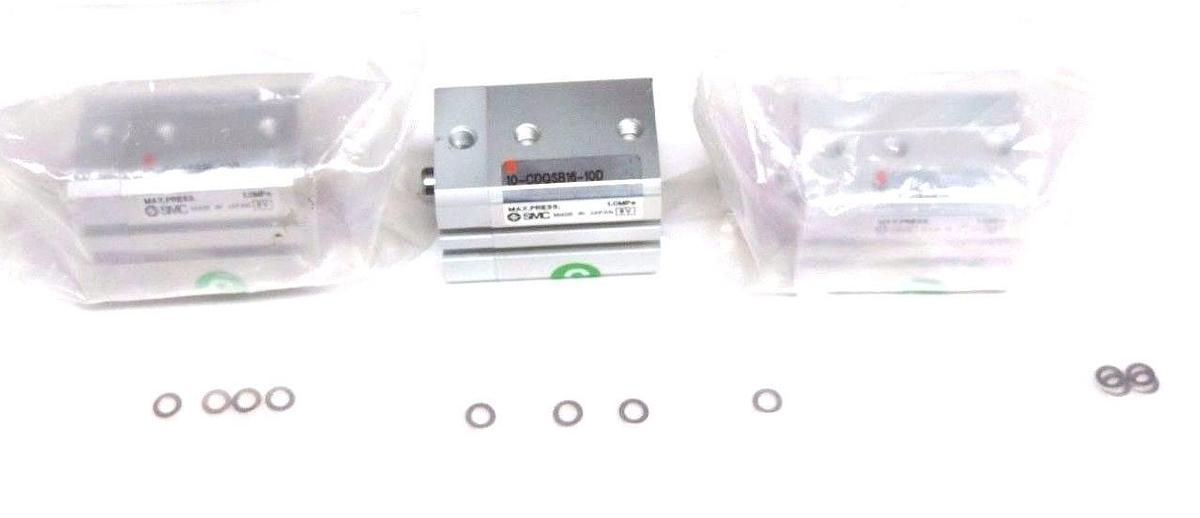 LOT OF 3 NIB SMC 10-CDQSB16-10D PNEUMATIC ROTARY CLAMP CYLINDERS 10CDQSB1610D