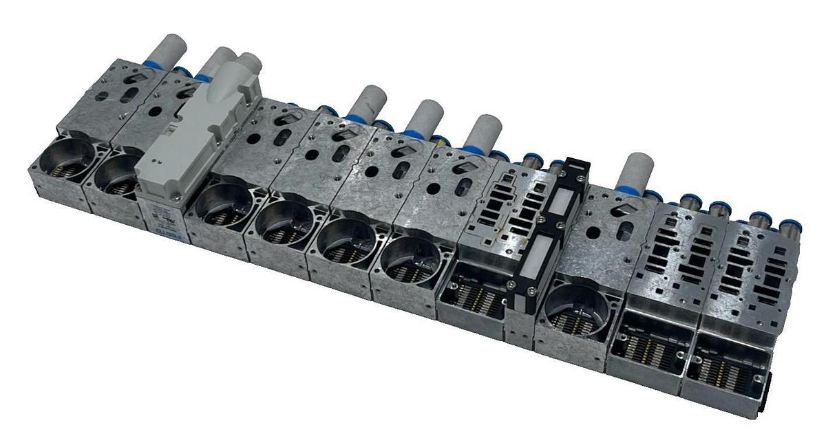 Used Festo MPA Valve Manifold Assembly 7) 542223 Sub-bases 3) 538000 2) Supply Plates