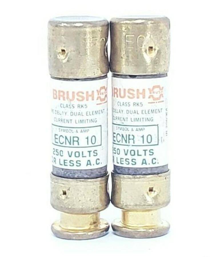 Used LOT OF 2 NEW BRUSH ECNR10 CLASS RK5 TIME DELAY FUSES 250V