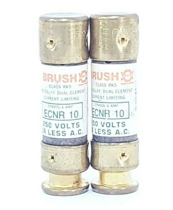 Used LOT OF 2 NEW BRUSH ECNR10 CLASS RK5 TIME DELAY FUSES 250V
