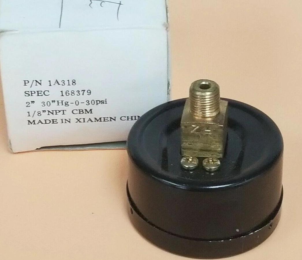 Used NIB USG 1A318 PRESSURE GAUGE 1/8IN NPT 30INCH HG SPEC 168379, 2''