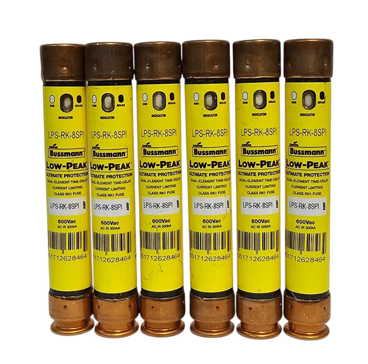 Used LOT OF 6 NEW COOPER BUSSMANN LPS-RK-8SPI LOW-PEAK FUSES LPSRK8SPI