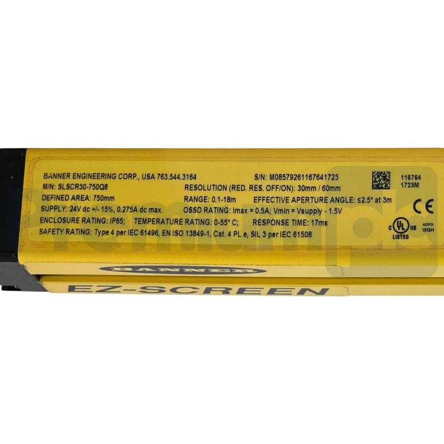 Banner SLSCR30-750Q8 EZ-SCREEN Safety Light Curtain Receiver 750mm 72427 116764