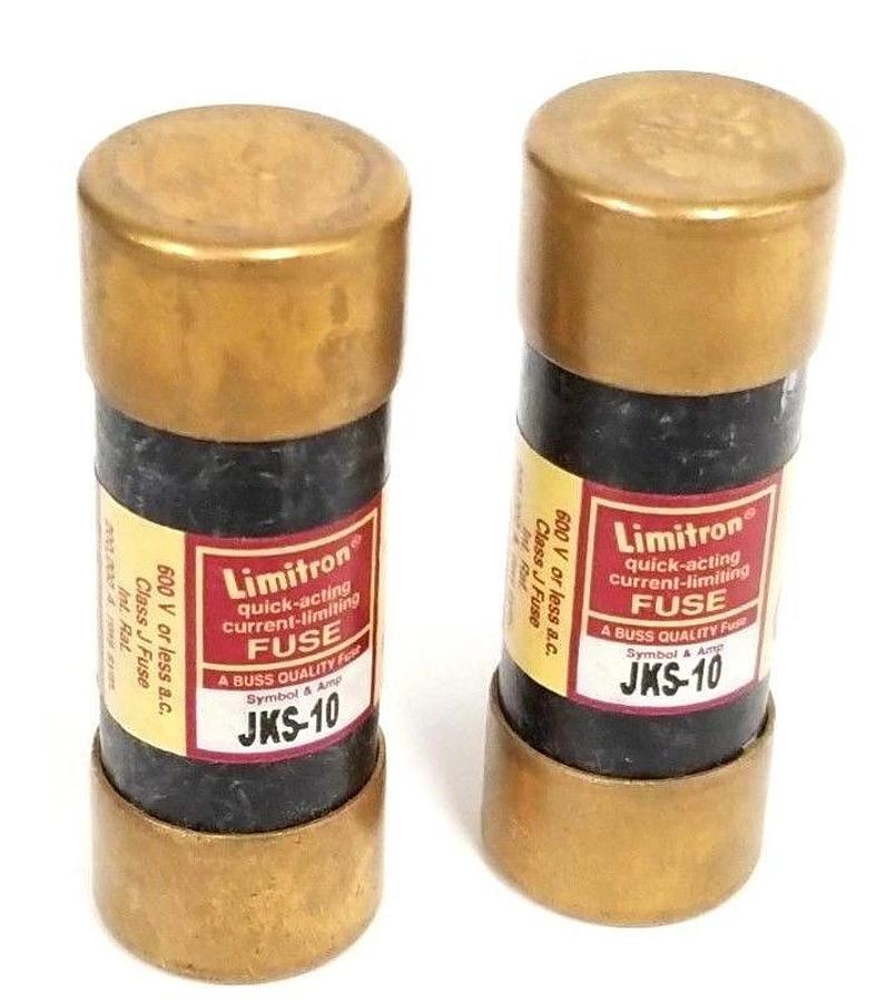 Used LOT OF 2 BUSSMANN / LIMITRON JKS-10 QUICK ACTING FUSES HRCI-J 600V JKS10