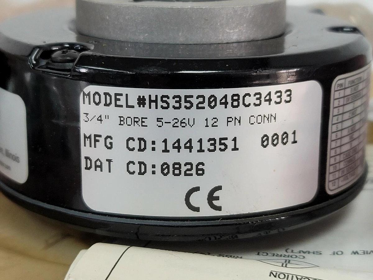 Used NIB DYNAPAR HS352048C3433 HOLLOW SHAFT ENCODER 3/4'' BORE 5-26V 12 PN CONN