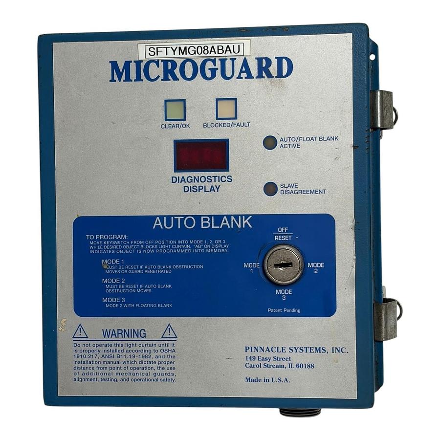 Used Pinnacle Microguard MG-08-AB-AU Safety Light Curtain Controller Box