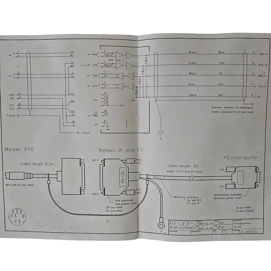 Beijer Electronics SC-09 RS-232 to RS-422 Programming Cable 3m Mitsubishi Melsec