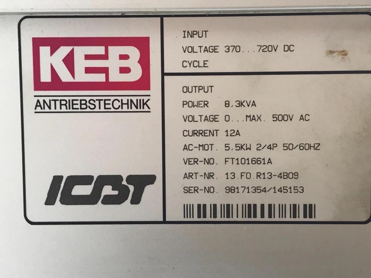 Used KEB COMBIVERT 13.F0.R13-4B09 FREQUENCY CONVERTER DRIVE