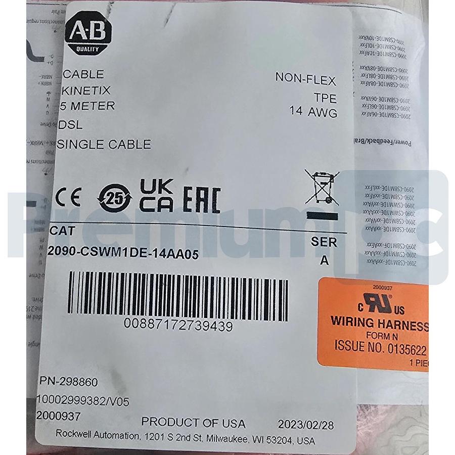 Sealed Pre-OPwned Allen Bradley 2090-CSWM1DE-14AA05 /A Kinetix DSL Servo Cable