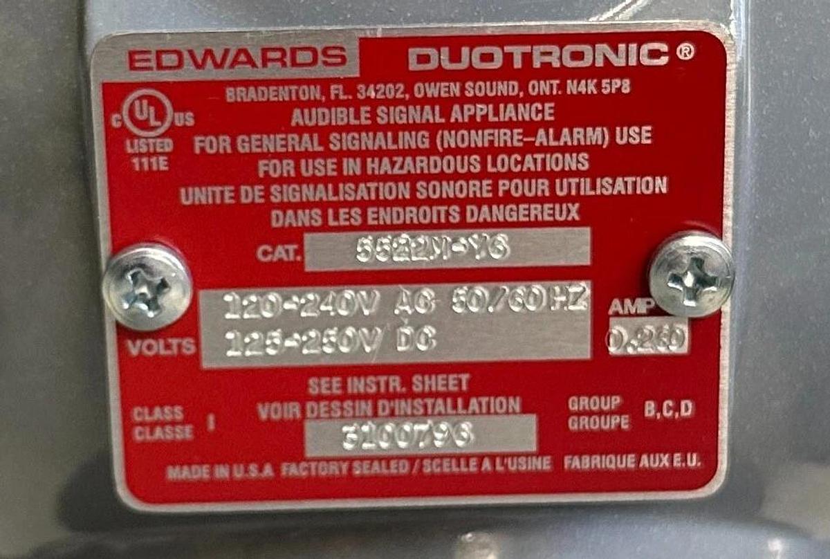 NEW EDWARDS SIGNALING 5522M-Y6 / 5522M AC/DC DUOTRONIC HORN EXPLOSION PROOF