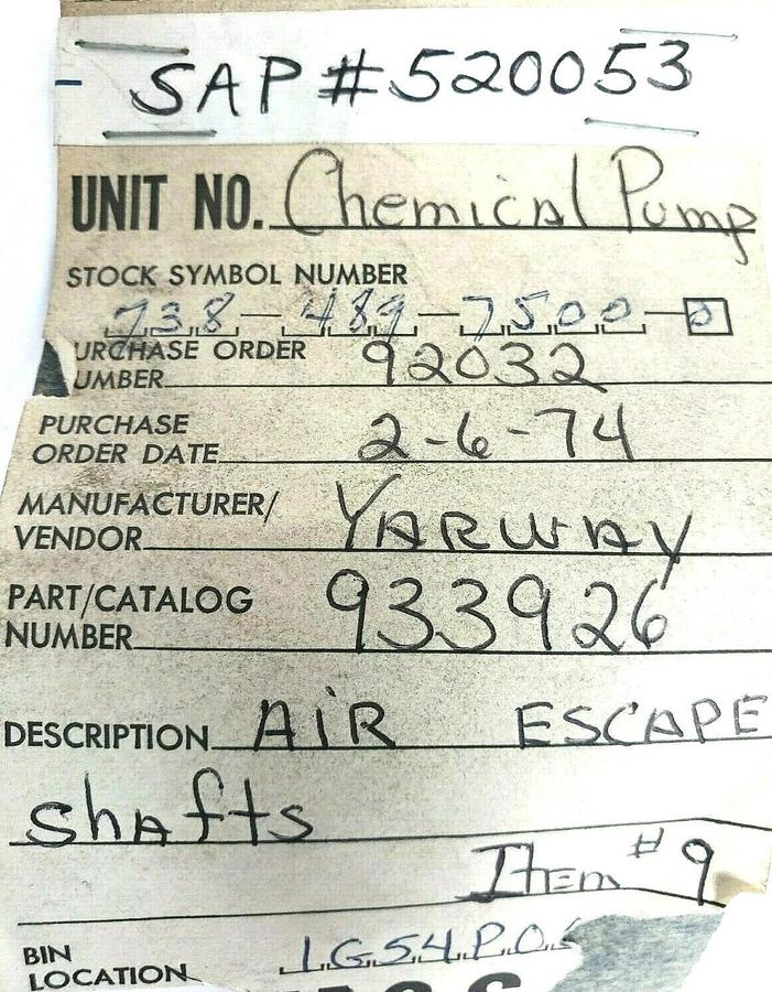 Used LOT OF 3 YARWAY 93392 AIR ESCAPE SHAFTS
