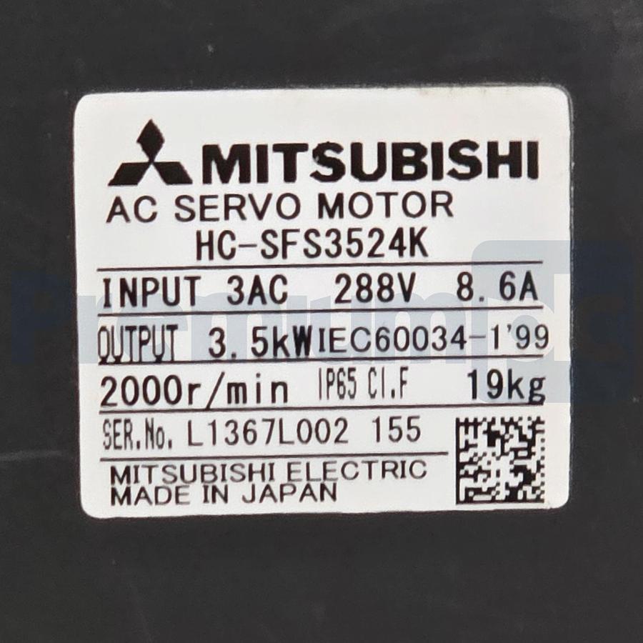 Used Mitsubishi HC-SFS3524K MELSERVO J2S AC Servo Motor 3.5kW 288V 2000RPM IP65 NSMP